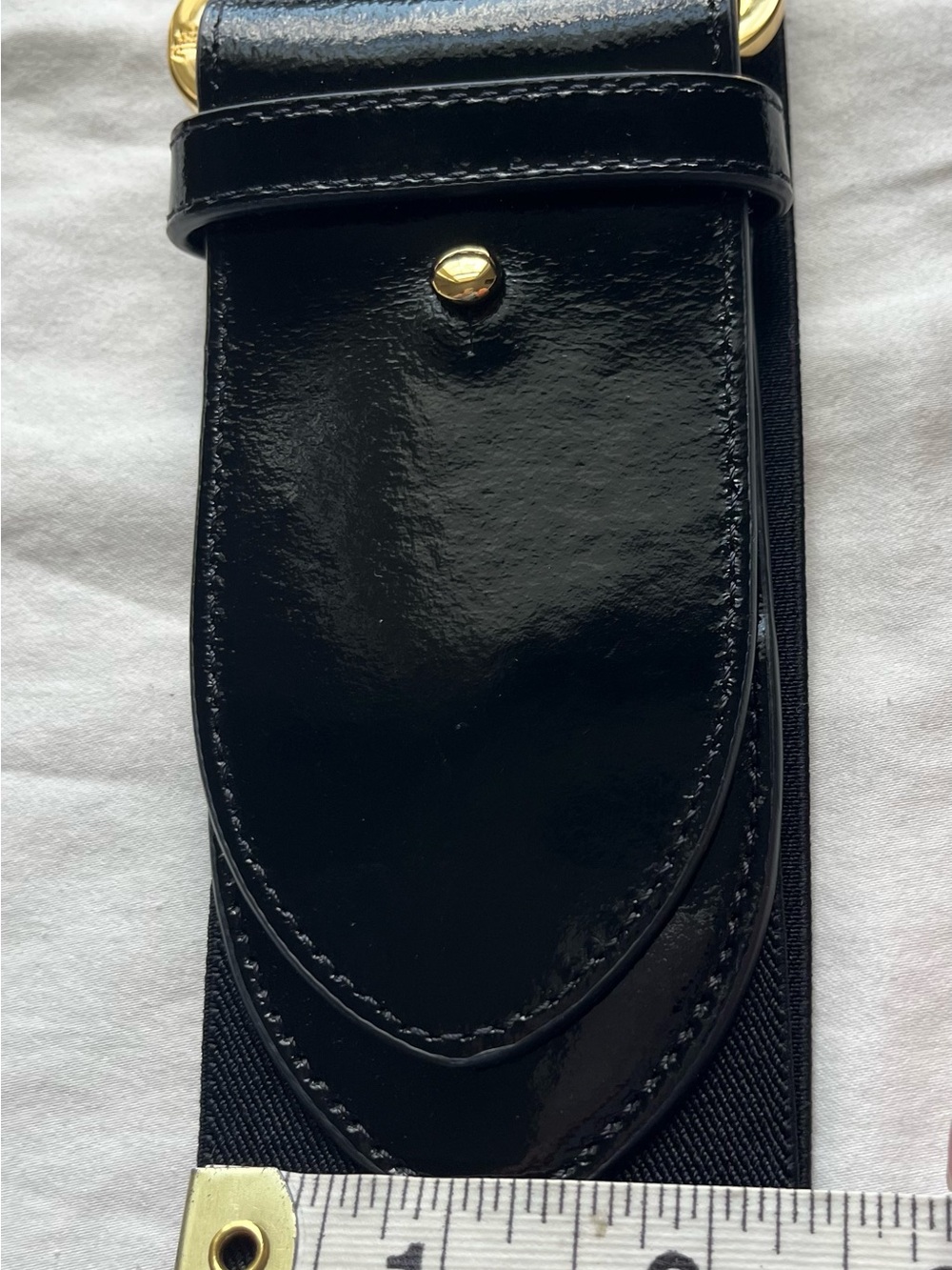 Lauren Ralph Lauren Black Patent Leather and Elastic Tab Stretch Belt Sz Med EUC - Picture 12 of 14